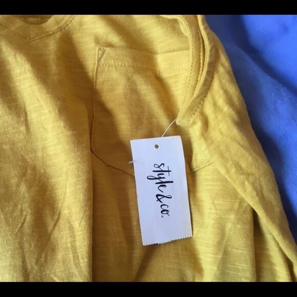 NWT. Style & Co. Yellow Sleeveless Pocket Tee  S - Picture 7 of 9